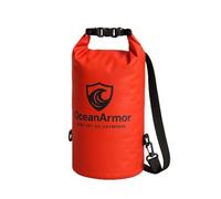 OceanArmor Dry Bag - Waterproof Bag 5L/10L/15L - Floatable & Roll Top - Robust Outdoor Packing Bag for Kayak, Boat, Beach, Hiking & Camping - Red, Signal red with black strap, 15 litres, Outdoor bag