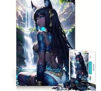 Oceanblue Fox Anime Girl Jigsaw Puzzle for Adults 1000 Pieces Boost Recall Leisure Fun Accurate Edge Lovely Present (38x52cm)