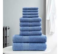 oceanevo 100% Egyptian Cotton Bath Toronto Towels Super Absorbent Quick Dry Soft Hand & Face Towels 10 pcs Bale Set (Blue)