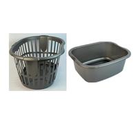 oceanevo Hipster Plastic Laundry Basket With Handles 34L Large Storage Hamper For Washing Clothes Nursery & Home Organisation 11 Colours (Grey Basket + 11L Washing Bowl)