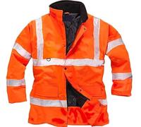 oceanevo® Men’s Hi Vis Safety Parka Jackets Reflective High Visibility Fluorescent Waterproof Workwear Storm Padded Top Security Protective Hooded Long Coats (M, Orange)