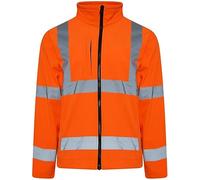 oceanevo® Men’s Hi Vis Safety Softshell Jackets Reflective High Visibility Plain Water Resistant Workwear Top Security Builder Soft Shell Rain Repellent Windproof Warm Site Coat (3XL, Orange)