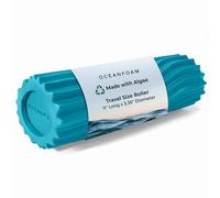 Oceanfoam Miami Blue Ripple Roller - Ergonomic Wave Textured Myofascial Back Muscles Massage Foam Roller - Yoga, Athletics, Body Stiffness, Stretching Exercises, Compact