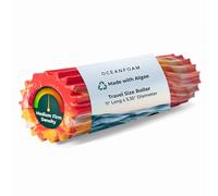 Oceanfoam Ripple Roller - Muscle Massage Foam Roller for Back Pain & Stretching - Ergonomic Wave Textured - Yoga, Athletics, & Wellness - Compact - 11" x 3.35" - Red, Gold & Natural Marbled
