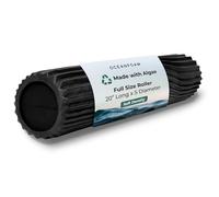 Oceanfoam Soft Tidal Roller (Black & Charcoal Marbled) - Low Density Foam Roller for Physical Therapy, Back Pain, Exercise & Stretching - Wave Textured - Yoga & Wellness - Full Size, 20" x 5"