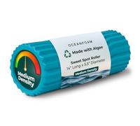 Oceanfoam Sweet Spot Medium Exercise Foam Roller 14"x5.5" - Medium Density Foam Roller for Physical Therapy, Deep Tissue Massage, Yoga, Pilates, Classic Exclusive Wave Texture (Miami Blue)