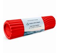 Oceanfoam Tidal Roller - Red - Muscle Massage Foam Roller for Back Pain & Stretching - Firm and Ergonomic Wide Wave Textured - Yoga, Athletics, & Wellness - Full Size, 20" x 5"