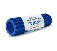 Oceanfoam x 4ocean Ripple Travel Foam Roller (Royal Blue) - Limited Edition Firm Mini Foam Roller for Physical Therapy, Deep Tissue Massage, Back Pain & Yoga - High Density & Textured (11" x 3.35")