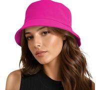 OceanFrog Unisex Bucket Hat Solid Colors Sun Hat with UV Protection Packable Summer Hats for Outdoor Festival (UK, Alpha, One Size, Rose Red)
