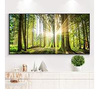 OCEANGOD Modern Canvas Wall Art Picture Natural Green Tree Forest Sunshine Landscape Posters for Interior Home Decor Art Prints 70x140cm Frameless