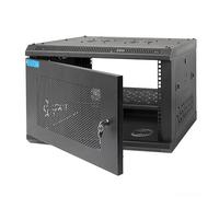 OCEANHUG 6U Wall Mount Server Cabinet with A Lockable Front Vented Door, Cooling Fans, Removable Side Panels - 60cm Depth, 19" Network Rack Including Full-Size Rack Shelf for IT Equipment