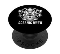 Oceanic Brew Octopus Barista Coffee French Press Design PopSockets Adhesive PopGrip
