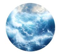 Oceanic Design Soft Living Room Circular Rugs 120cm - Dynamic Stormy Sea Waves Print Round Area Rug Non Slip for Bedroom Bathroom Entryway
