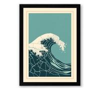 Oceanic Movement Japandi Framed Wall Art Print A4 (29.7×21cm) Black, Wall Decor for Living Room, Bedroom, Office & Home, Ready to Hang, Art Gift