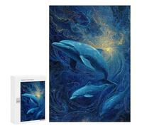 Oceanic Serenity Dolphins in Blue Puzzle 1000 Teile Schwer Puzzle Spielzeug Lernspiel Impossible Herausforderungsspielzeug Für Erwachsene Kinder 300 PCS