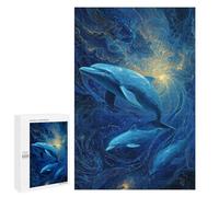 Oceanic Serenity Dolphins in Blue Puzzle 1000 Teile Schwer Puzzle Spielzeug Lernspiel Impossible Herausforderungsspielzeug Für Erwachsene Kinder 1000 PCS