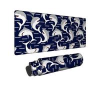 Oceanic Shark Large Gaming Mouse Pad, Blue Navy Predator Design Stitched Edge Mousepad, Rubber Non-Slip Washable Gaming Mouse Pad for Home and Office Computer, Laptop 12x32 Inch