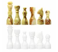 OceanicX Handcrafted Premium Marble Chess Pieces Set - Elegant 32-Piece Replacement for 12-15 Inch Chess Boards Storage Box (White and Green)