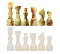 OceanicX Handcrafted Premium Marble Chess Pieces Set - Elegant 32-Piece Replacement for 12-15 Inch Chess Boards Storage Box (White and Green)