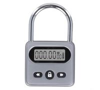 Oceanlend Metal Timer Lock, 999 Hours Max Timing, USB Rechargeable, LCD Display, Multi-Function Electronic Timer Padlock (Grey)