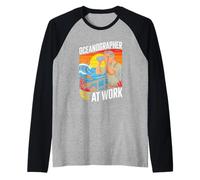 Oceanographer At Work Marine Biology Ocean Scene Raglan Baseball Tee