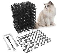 OCEANPAX Cat Deterrent Mat 24 Pack, Black Cat Spike Mats 16 x 21cm, Humane Plastic Cat Repellent Mats for Sofa Furniture Garden, with Ground Stakes & Cable Ties