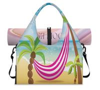 Oceans Beach Palm Trees Sports Duffle Bag with Shoe Compartment Weekend Overnight Bags Tote Cabin Luggage Bag for Gym Yoga Travel