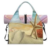 Oceans Beach Starfish Sports Duffle Bag with Shoe Compartment Oceans Theme Weekend Overnight Bags Tote Cabin Luggage Bag for Gym Yoga Travel