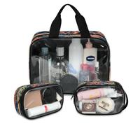 Oceans Coral Fish Design Travel Makeup Bag for Women Men, Translucent Cosmetic Bags 3 Pcs Large Shower Wash Pouch Toiletry Cosmetic Toiletries Organizer
