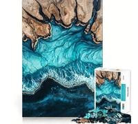 Ocean's Embrace Resin Art Jigsaw Puzzles for Adults1000 Pieces Recall Upgrade Peaceful Time Tight Cut Santa Wish List (50x75cm)