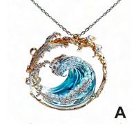Ocean's Oath Jewelry Set - Boho Blue Ocean Wave Necklace, Earrings & Rings for Women