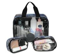 Oceans Sailboat Octopus Travel Makeup Bag for Women Men, Translucent Cosmetic Bags 3 Pcs Large Shower Wash Pouch Toiletry Cosmetic Toiletries Organizer