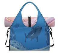 Oceans Sea Sharks Sports Duffle Bag with Shoe Compartment Weekend Overnight Bags Tote Cabin Luggage Bag for Gym Yoga Travel