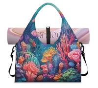 Oceans Sea Submarine World Sports Duffle Bag with Shoe Compartment Weekend Overnight Bags Tote Cabin Luggage Bag for Gym Yoga Travel