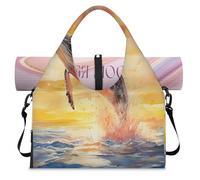 Oceans Sea Whale Sports Duffle Bag with Shoe Compartment Weekend Overnight Bags Tote Cabin Luggage Bag for Gym Yoga Travel