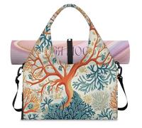 Oceans Theme Coral Sports Duffle Bag with Shoe Compartment Weekend Overnight Bags Tote Cabin Luggage Bag for Gym Yoga Travel