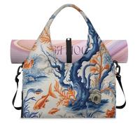 Oceans Theme Fish Coral Sports Duffle Bag with Shoe Compartment Weekend Overnight Bags Tote Cabin Luggage Bag for Gym Yoga Travel