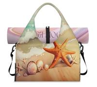 Oceans Theme Sea Beach Sports Duffle Bag with Shoe Compartment Weekend Overnight Bags Tote Cabin Luggage Bag for Gym Yoga Travel