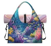 Oceans Theme Submarine World Sports Duffle Bag with Shoe Compartment Weekend Overnight Bags Tote Cabin Luggage Bag for Gym Yoga Travel