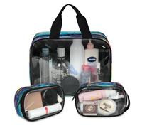 Oceans Theme Submarine World Travel Makeup Bag for Women Men, Translucent Cosmetic Bags 3 Pcs Large Shower Wash Pouch Toiletry Cosmetic Toiletries Organizer