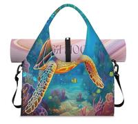 Oceans Turtle Submarine World Sports Duffle Bag with Shoe Compartment Weekend Overnight Bags Tote Cabin Luggage Bag for Gym Yoga Travel