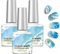 Oceans Wave Gel Nail Polishing,Gradient Nail Polish,Marine Watercolor Bloom Gel for Gradient Effect,High Fluidity Wave Textures For Women DIY Nails Art