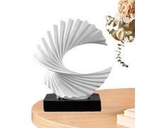 Oceans Wave Statue - Abstract Oceans Resin Art, Coastal Water Wave Decor | Gold and White Contemporary Sea Sculpture with Smooth Curves, Artistic Nautical Centerpiece for Tabletop Bookcase Display