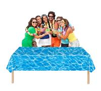 oceans Waves Tablecloths - oceans Blue Tablecloth, Polyethylene Rectangle Table Covers | Dinning Table Decoration for Under the Sea Beach Surf oceans Pool, Birthday Decorations, 53.94 * 107.8