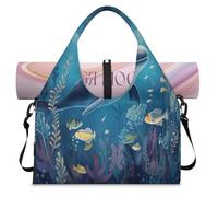 Oceans Whale Submarine World Sports Duffle Bag with Shoe Compartment Weekend Overnight Bags Tote Cabin Luggage Bag for Gym Yoga Travel