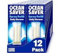 OceanSaver Daily Shower Cleaner | Eco-Friendly Shower Cleaning Spray | Removes Soap Scum, Prevents Limescale | Sparkling Shine | Vegan, Plastic-Free & Cruelty-Free (12 x 10ml Refills)