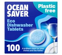 OceanSaver Eco-Friendly Dishwasher Tablets - Pack of 100 | Non-Toxic & Plastic-Free Dish Washing Tablets for Sustainable Cleaning | All in One Plant-Based Dishwasher Salt & Rinse Aid for Tough Stains