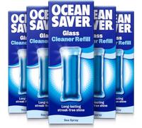 OceanSaver Eco Glass Cleaning Spray - 5x 10ml Refills | Powerful Just Add Water Glass, Mirror & Window Cleaner for Streak-Free Shine | Plant Based, Plastic-Free & Cruelty-Free | Sea Spray Scent