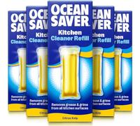 OceanSaver Eco Kitchen Surface Degreaser Spray - 6x 10ml Refills | Powerful Just Add Water All Purpose Kitchen Grease & Grime Cleaning Spray | Plant Based, Plastic & Cruelty-Free | Citrus Kelp Scent