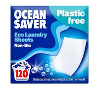 OceanSaver Eco Laundry Detergent Sheets - 120 Loads | Non-Bio, Eco-Friendly, Biodegradable & Freshly Scented | Zero-Waste & Removes Tough Stains | Vegan, Plastic & Cruelty-Free | Plant Based Formula